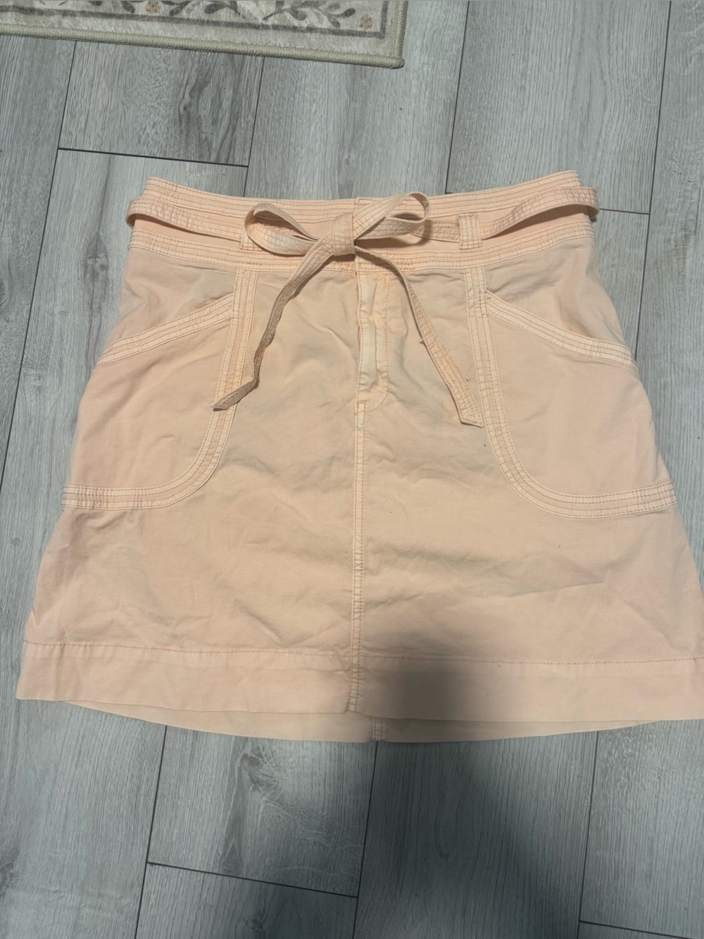 Pilcro and the Letterpress Soft Peach High-Rise Drawstring Skirt